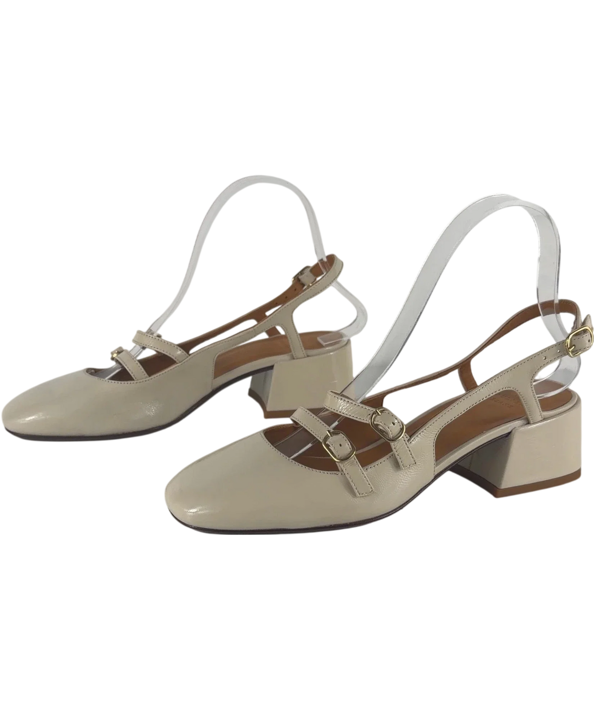 Sezane Paula Babies Cream Patent Heels UK 5 EU 38 — Side (both)