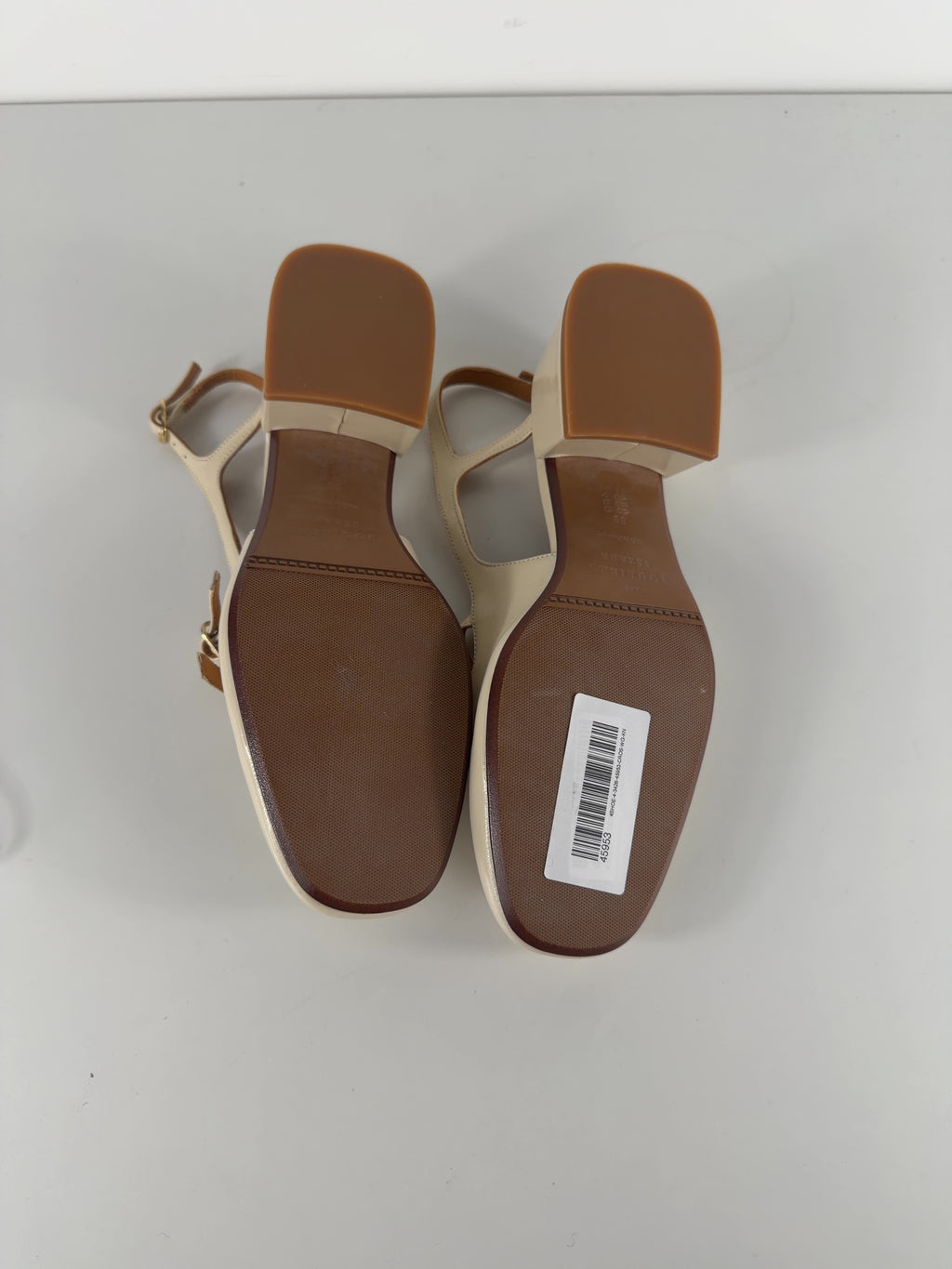 Sezane Cream Paula Babies Cream Patent Heels, size UK 5 EU 38 👼 — fabric detail