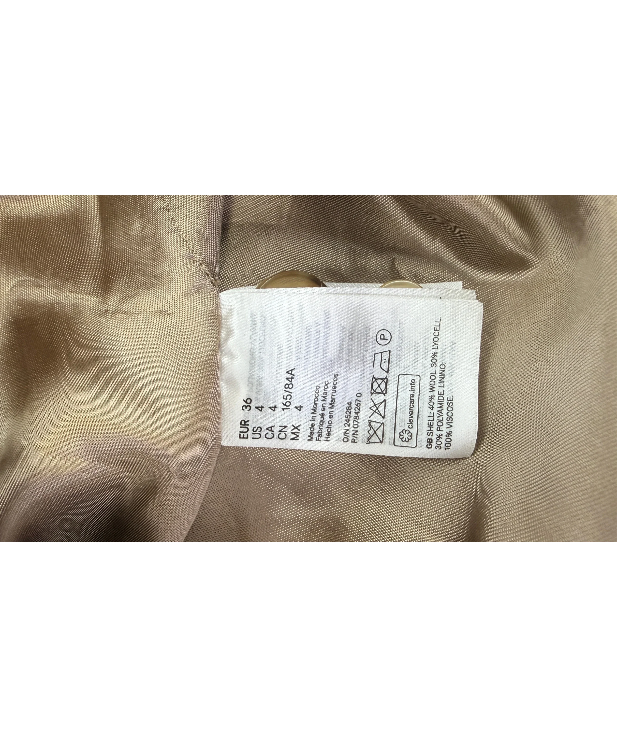 H&M Beige Light beige marl WOOL BLEND COAT, size UK 8 — label