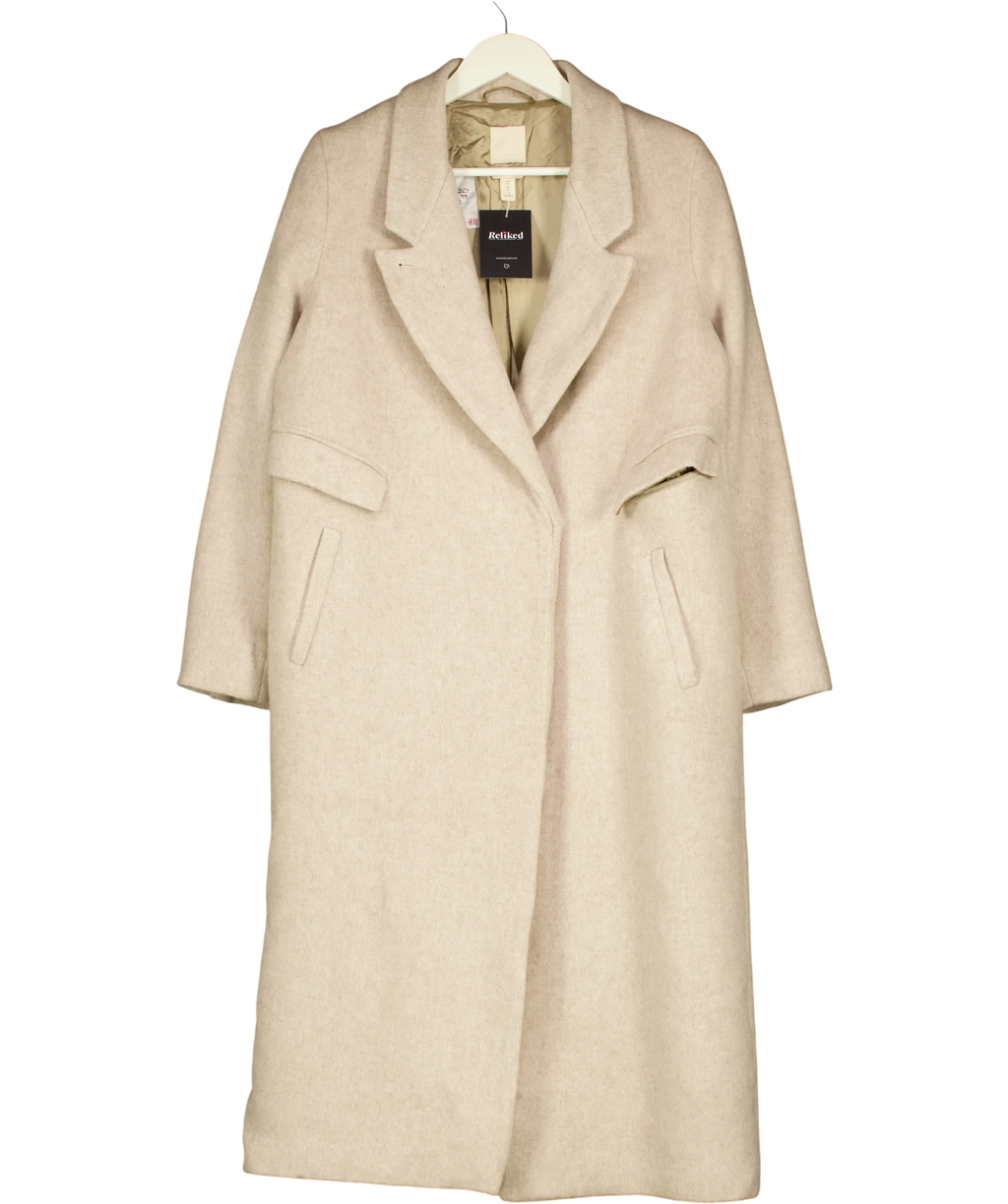 H&M Beige Light beige marl WOOL BLEND COAT, size UK 8 — front