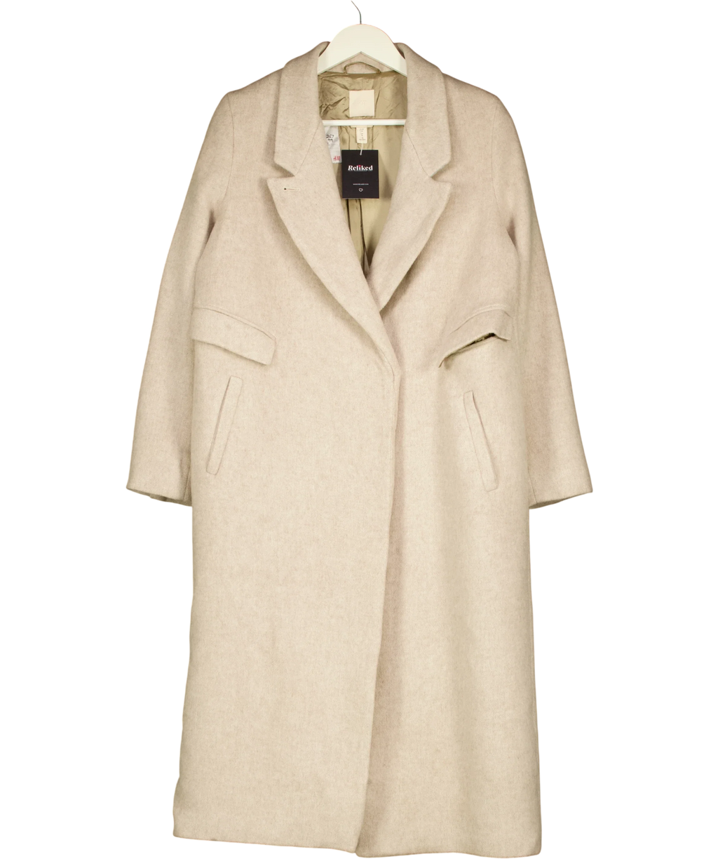 H&M Beige Light beige marl WOOL BLEND COAT, size UK 8 — front