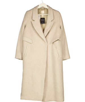 H&M Light Beige Marl Wool Blend Coat UK 8