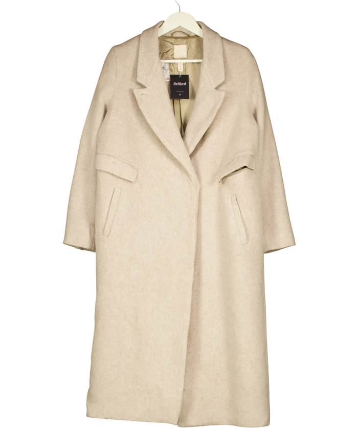 H&M Light Beige Marl Wool Blend Coat UK 8
