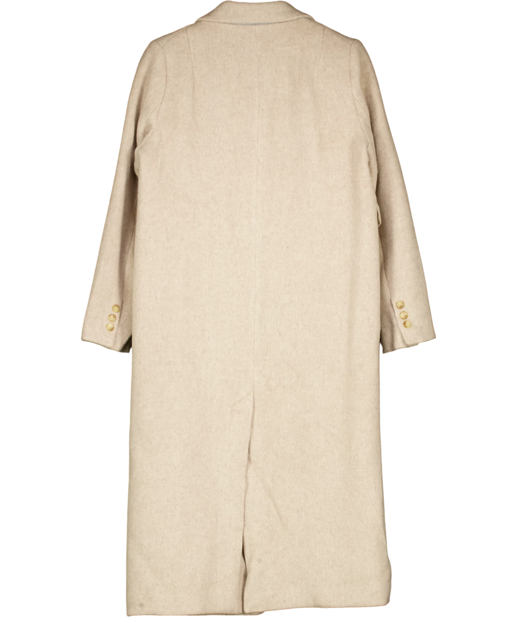 H&M Beige Light beige marl WOOL BLEND COAT, size UK 8 — back