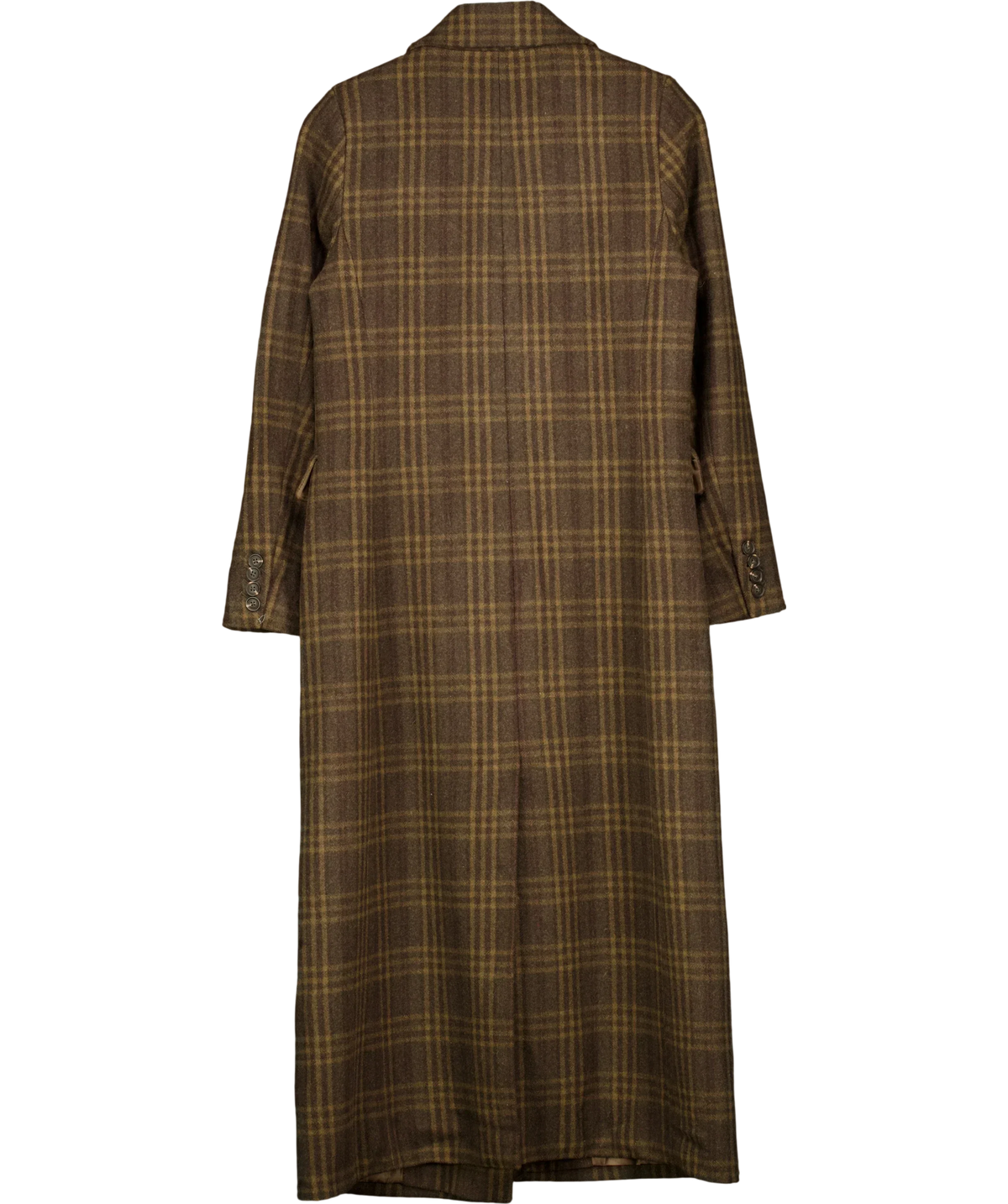 John Lewis Brown Double Breasted Wool Blend Check Coat Brown, size UK 8 — back