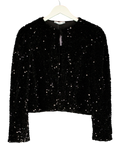 MANGO Mango Sequin Embellished Crop Jacket Black UK L — Front