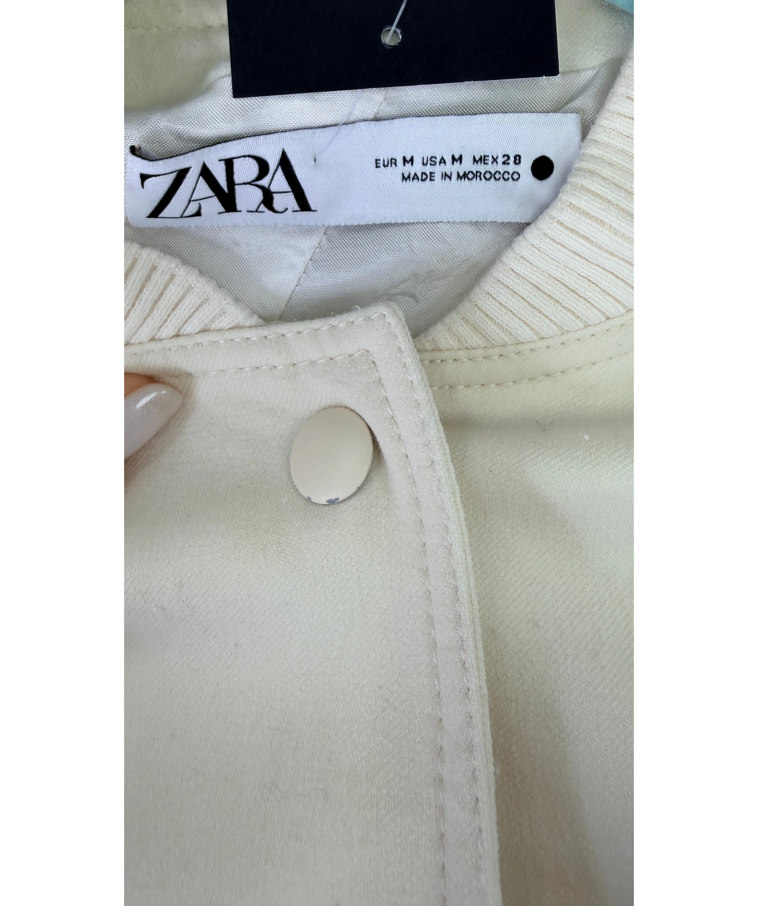 ZARA Cream Maxi Pocket Textured Bomber Jacket UK M