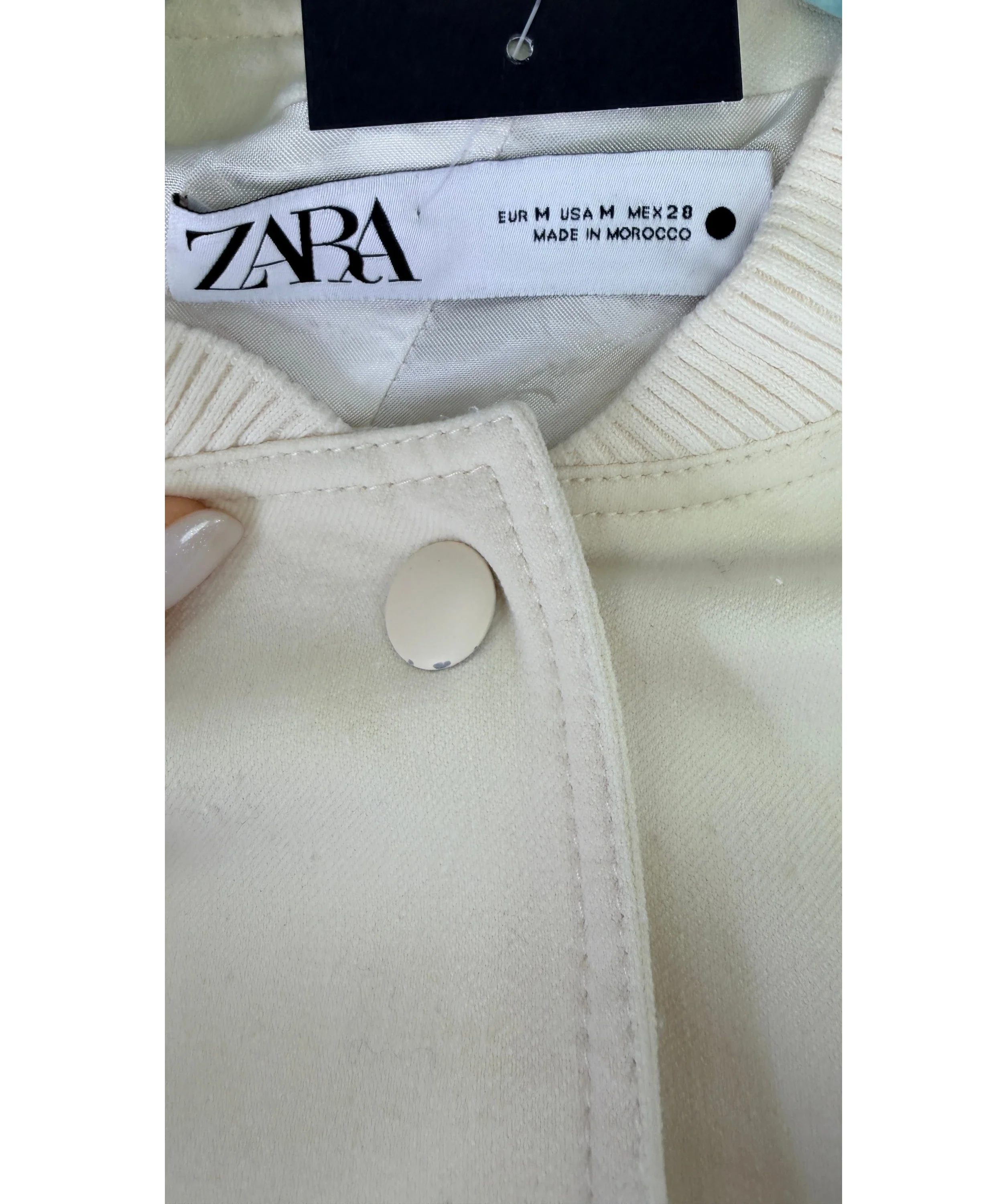 ZARA Cream Maxi Pocket Textured Bomber Jacket UK M