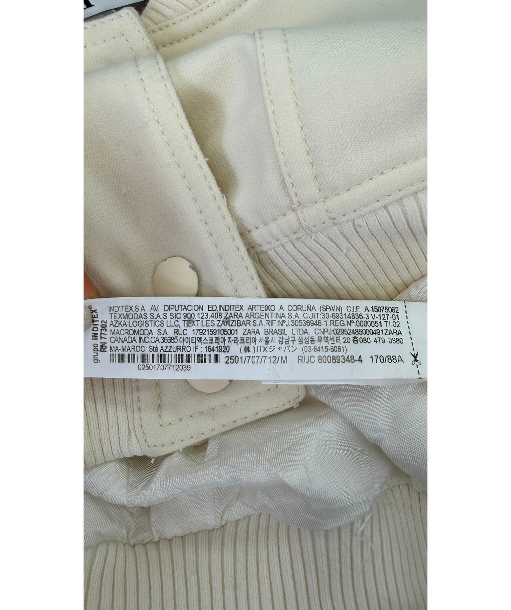 ZARA Cream Maxi Pocket Textured Bomber Jacket UK M