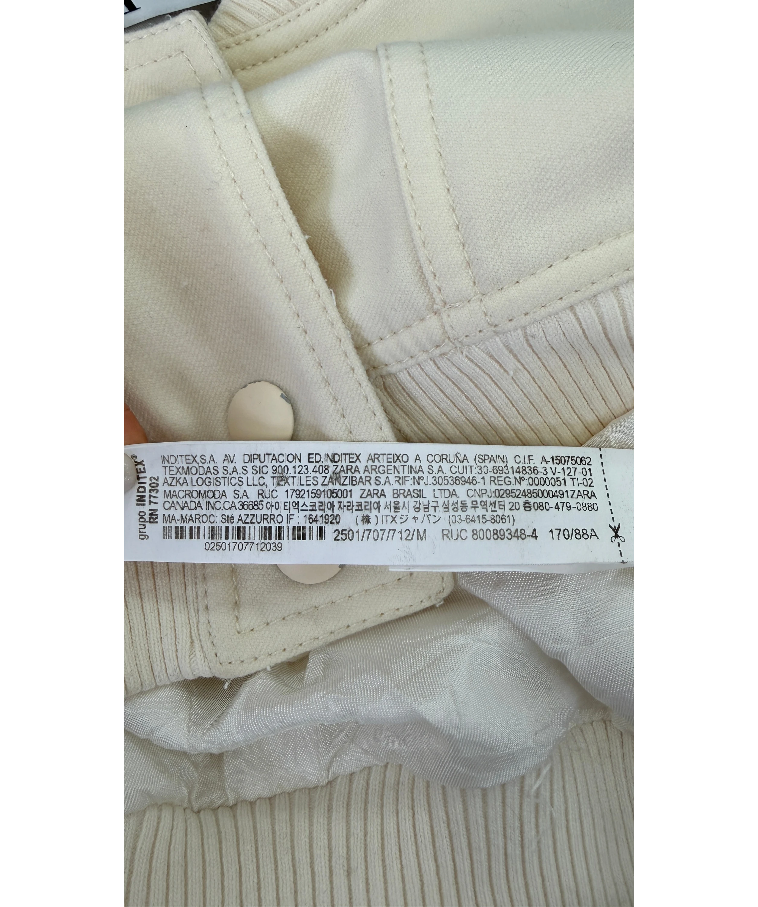 ZARA Cream Maxi Pocket Textured Bomber Jacket UK M