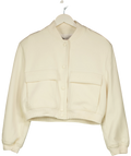 ZARA Cream Maxi Pocket Textured Bomber Jacket UK M