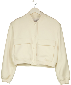 ZARA Cream Maxi Pocket Textured Bomber Jacket UK M