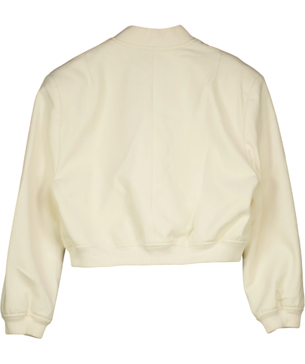 ZARA Cream Maxi Pocket Textured Bomber Jacket UK M
