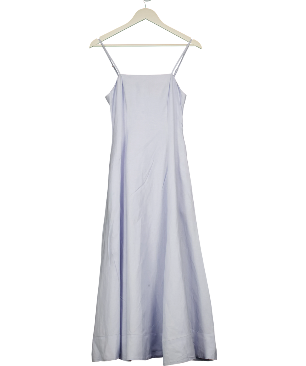 KAREN MILLEN Ice Blue Petite Linen Woven Maxi Prom Dress UK 6 — Front