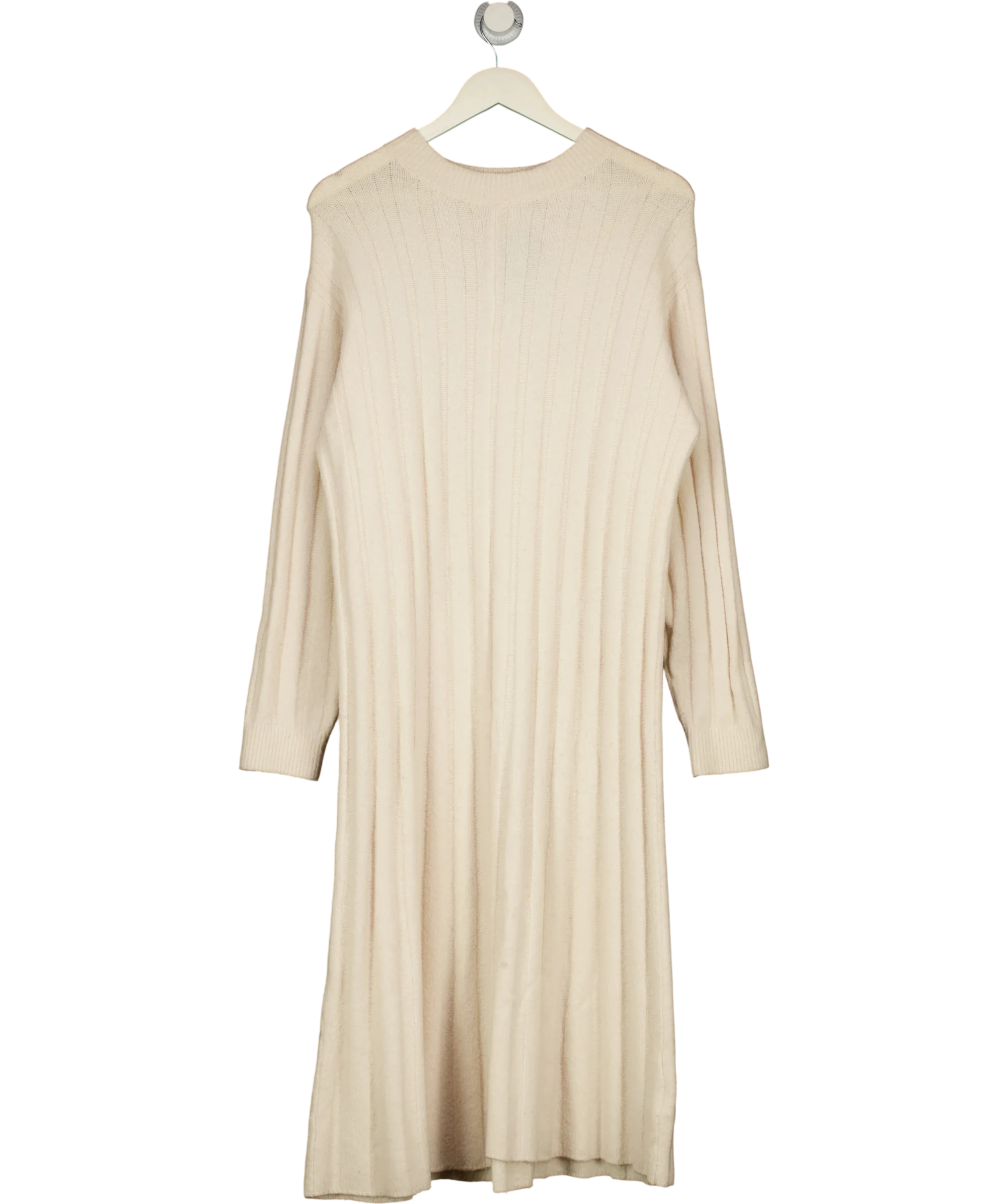 H&M Long Rib-knit Dress Light Beige UK XS