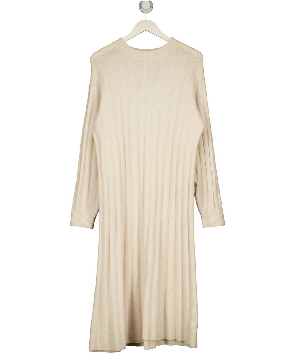 H&M Long Rib-knit Dress Light Beige UK XS