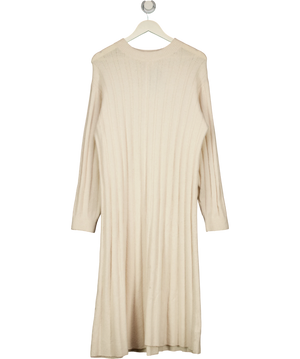 H&M Long Rib-knit Dress Light Beige UK XS