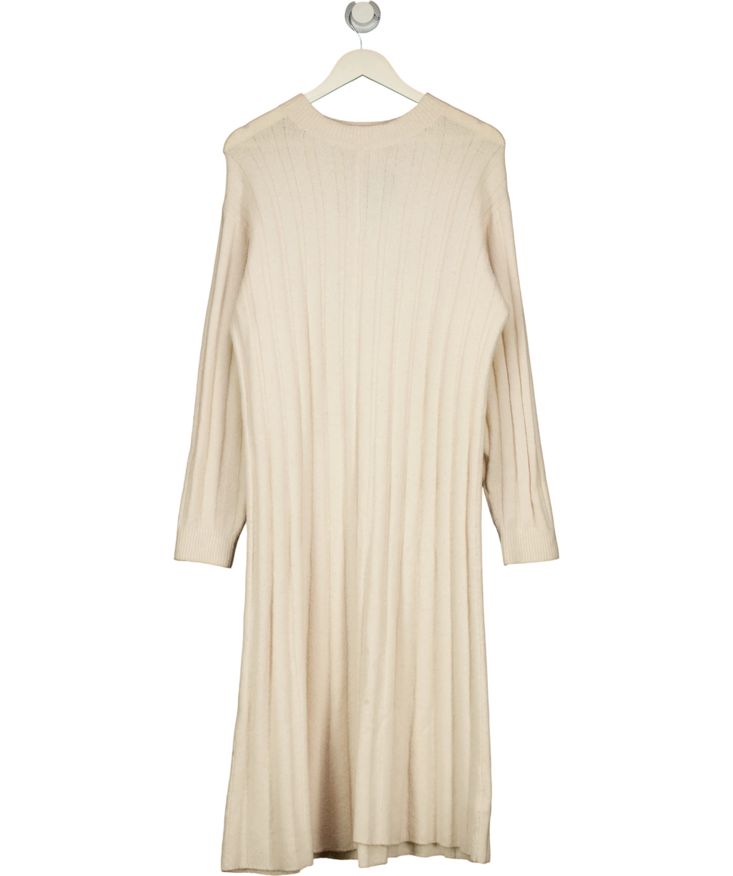 H&M Long Rib-knit Dress Light Beige UK XS