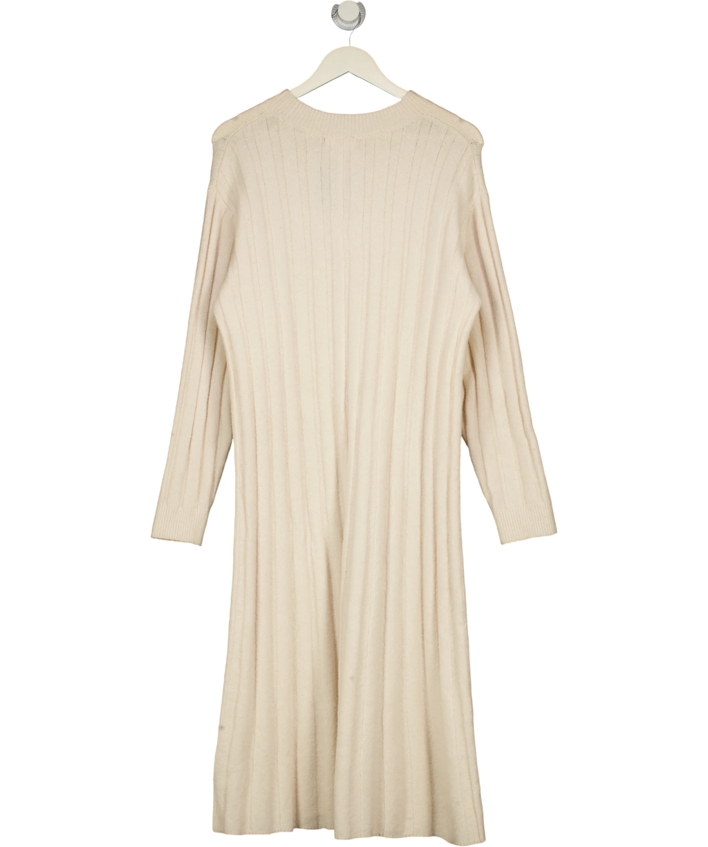H&M Long Rib-knit Dress Light Beige UK XS