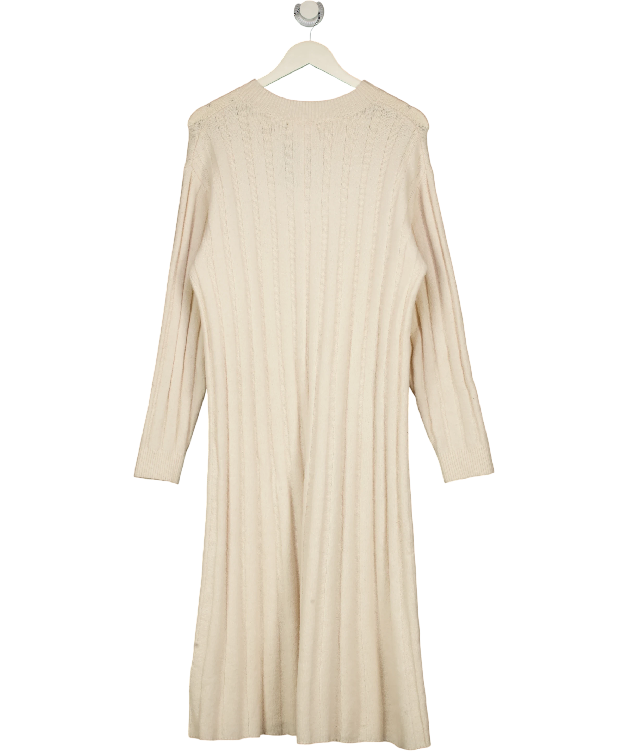 H&M Long Rib-knit Dress Light Beige UK XS