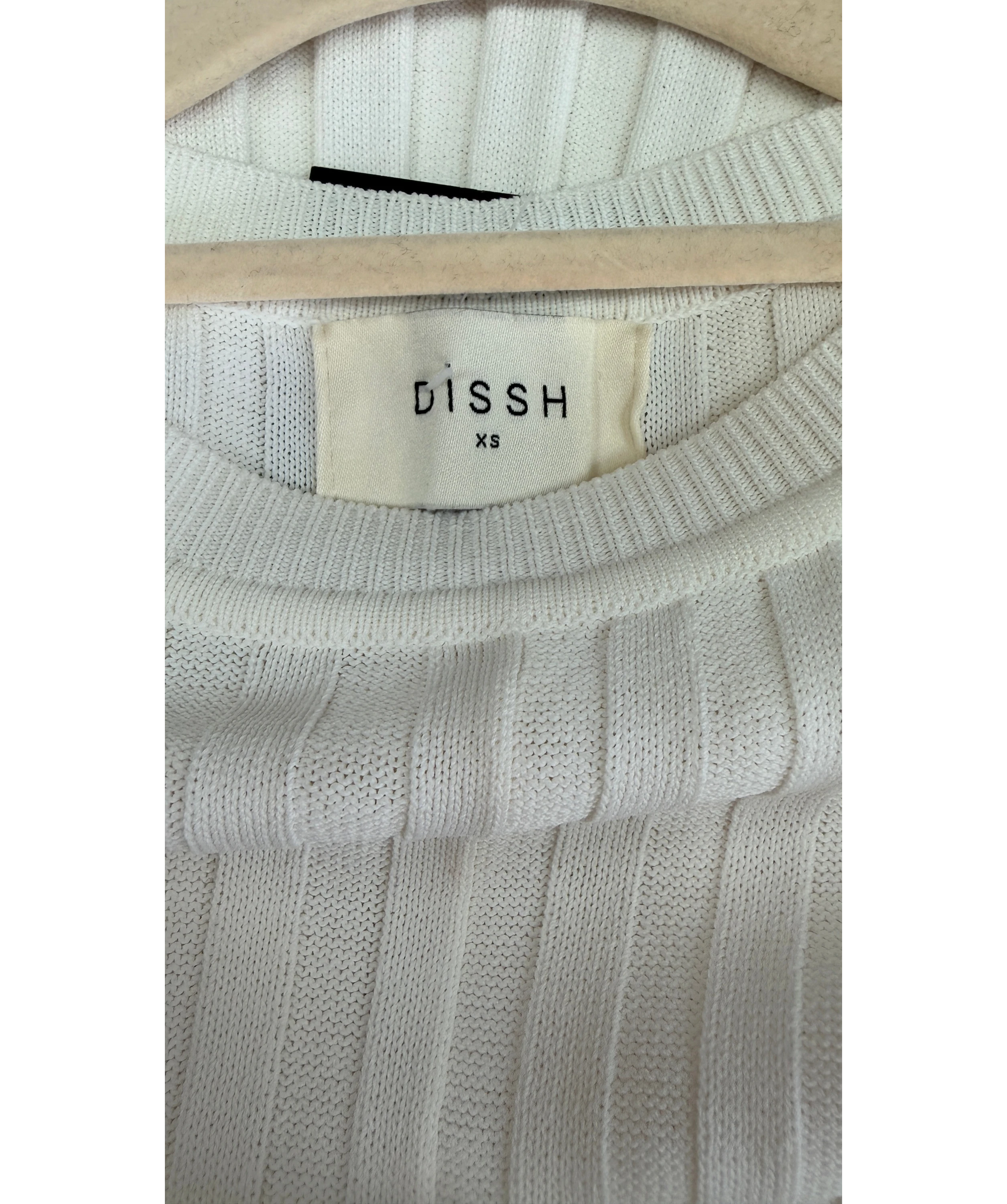 DISSH Ada Off White Long Sleeve Ribbed Midi Dress UK XS