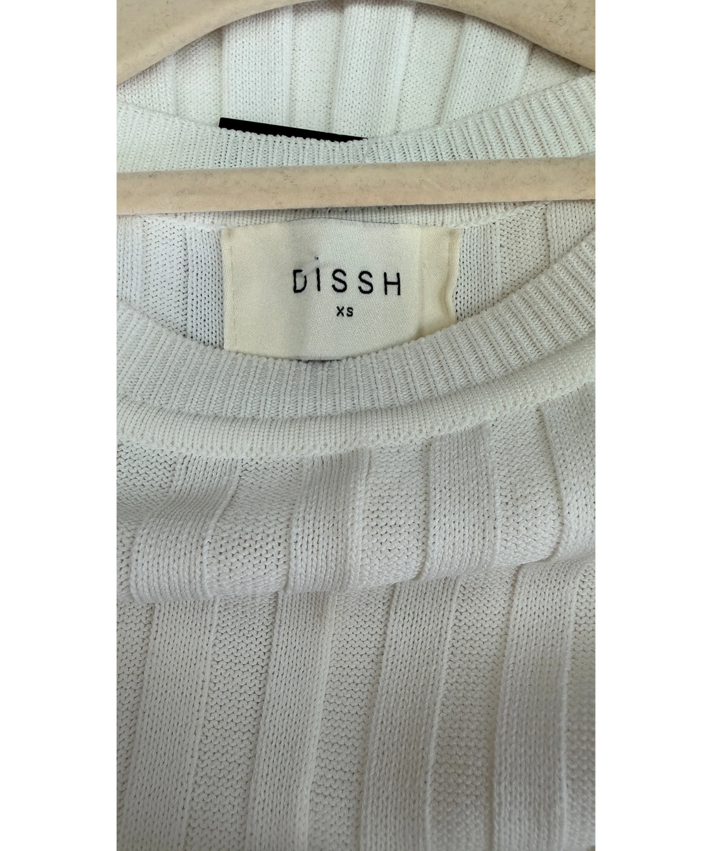 DISSH Ada Off White Long Sleeve Ribbed Midi Dress UK XS