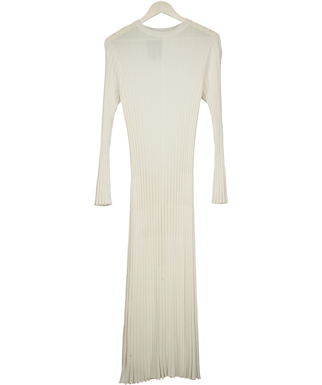 DISSH Ada Off White Long Sleeve Ribbed Midi Dress UK XS