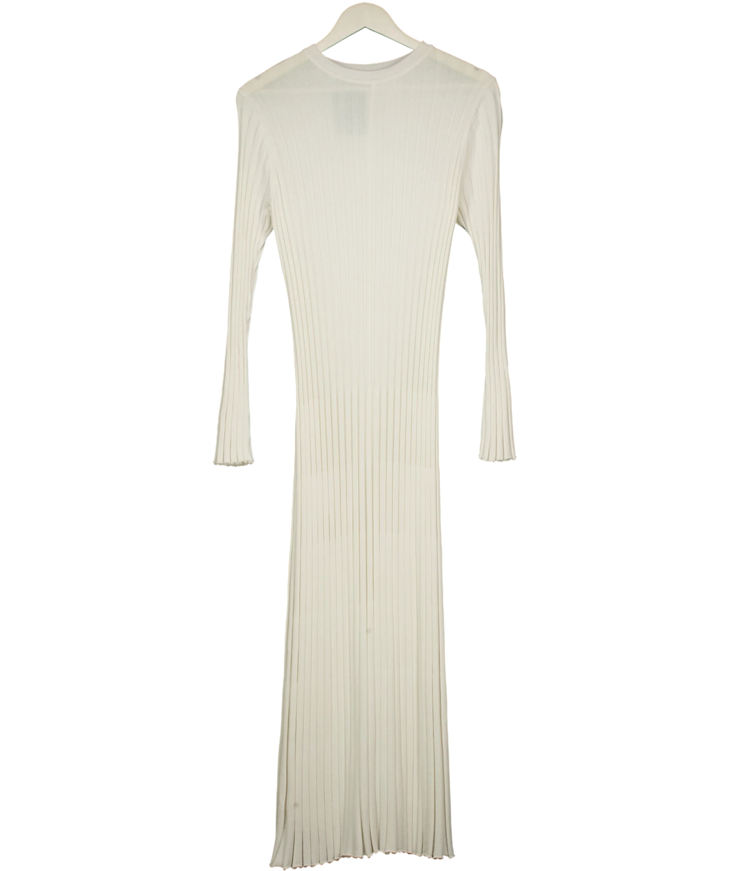 DISSH Ada Off White Long Sleeve Ribbed Midi Dress UK XS