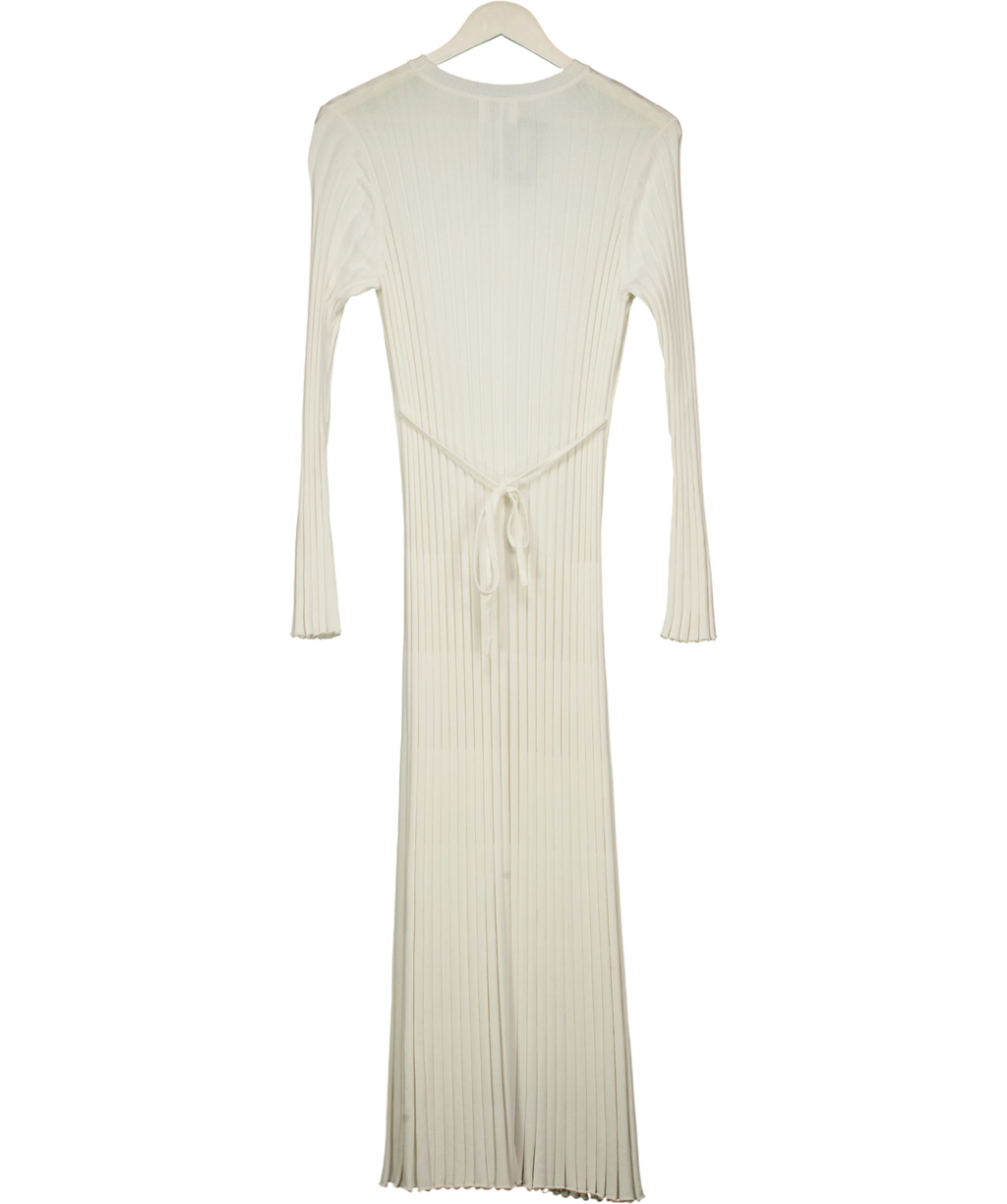 DISSH Ada Off White Long Sleeve Ribbed Midi Dress UK XS