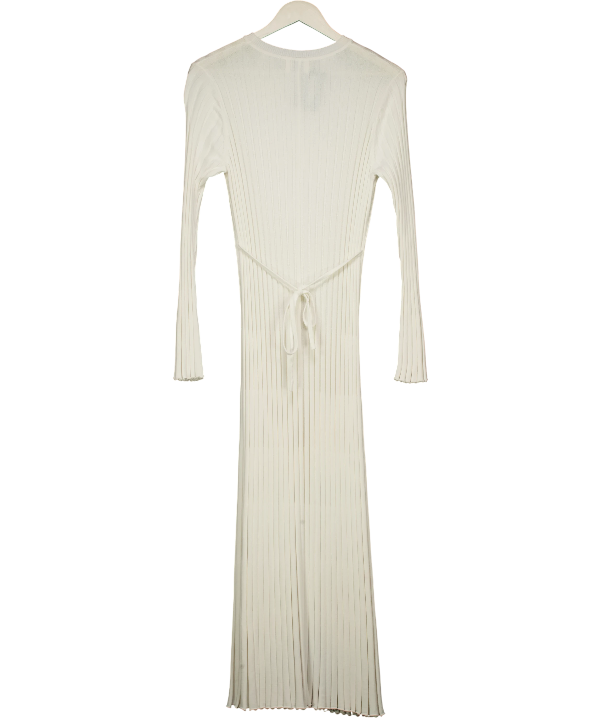 DISSH Ada Off White Long Sleeve Ribbed Midi Dress UK XS