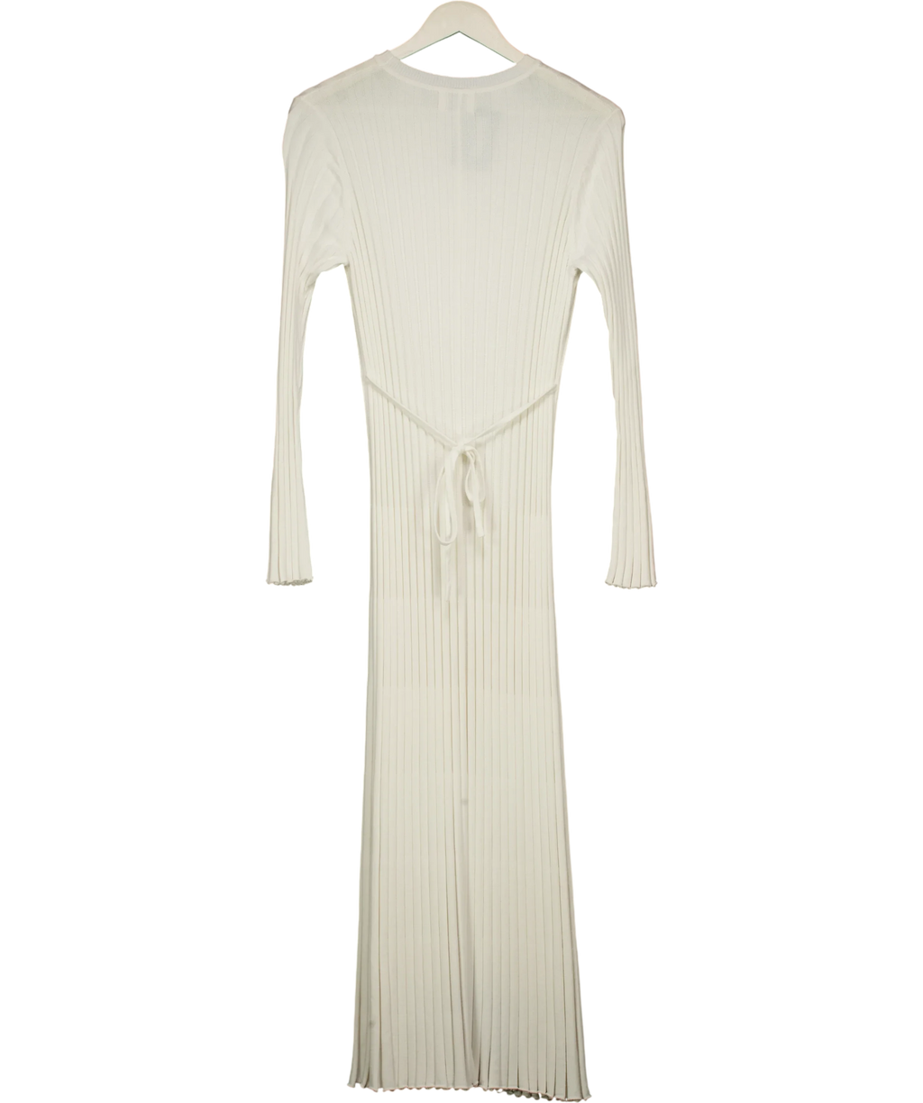 DISSH Ada Off White Long Sleeve Ribbed Midi Dress UK XS