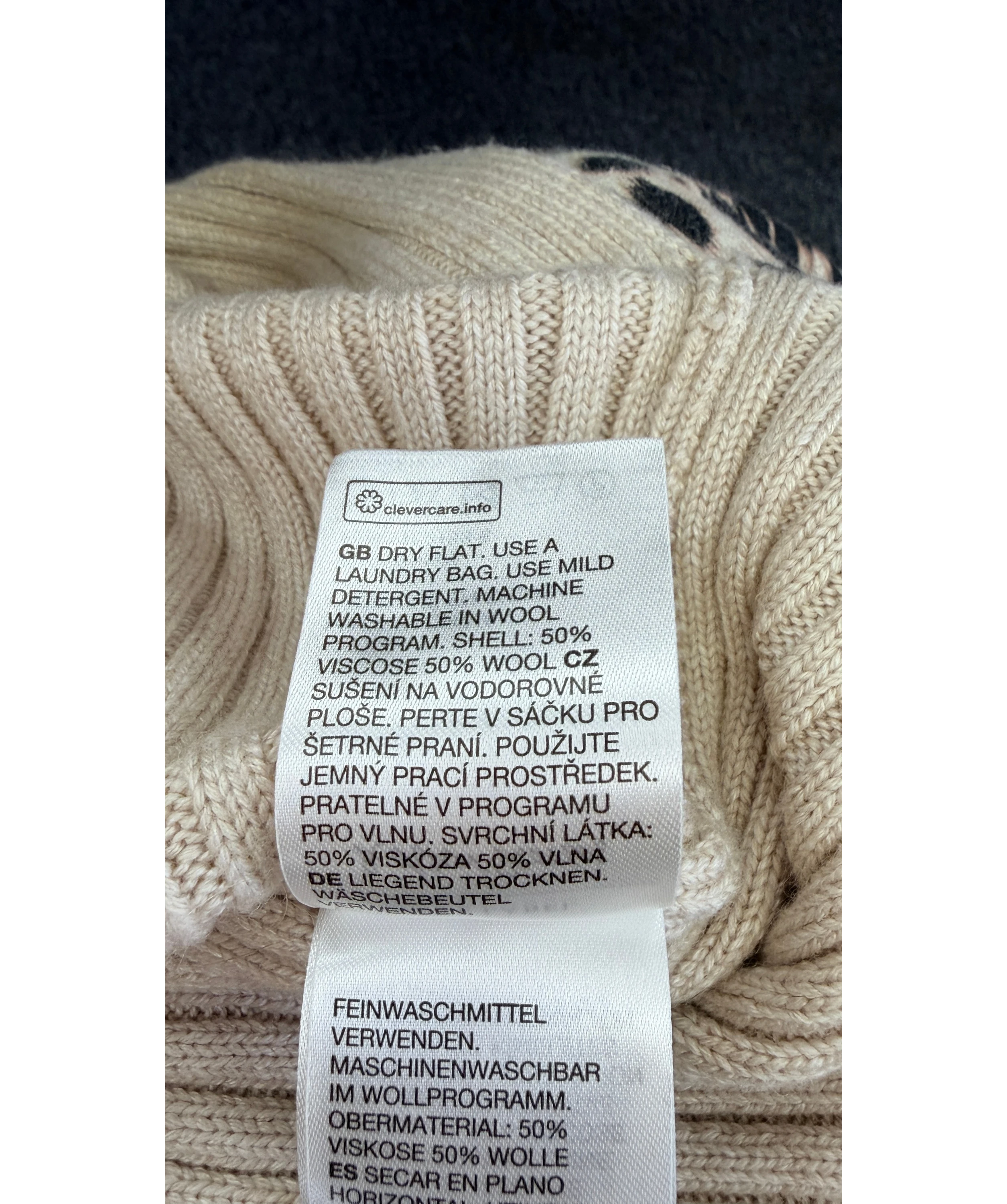 & OTHER STORIES Mock Neck Ribbed Wool Blend Maxi Dress Beige UK XS