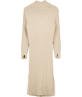 & OTHER STORIES Mock Neck Ribbed Wool Blend Maxi Dress Beige UK XS