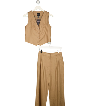 New Look Brown Tailored Waistcoat &  Matching Wide Leg Trousers Set UK 8