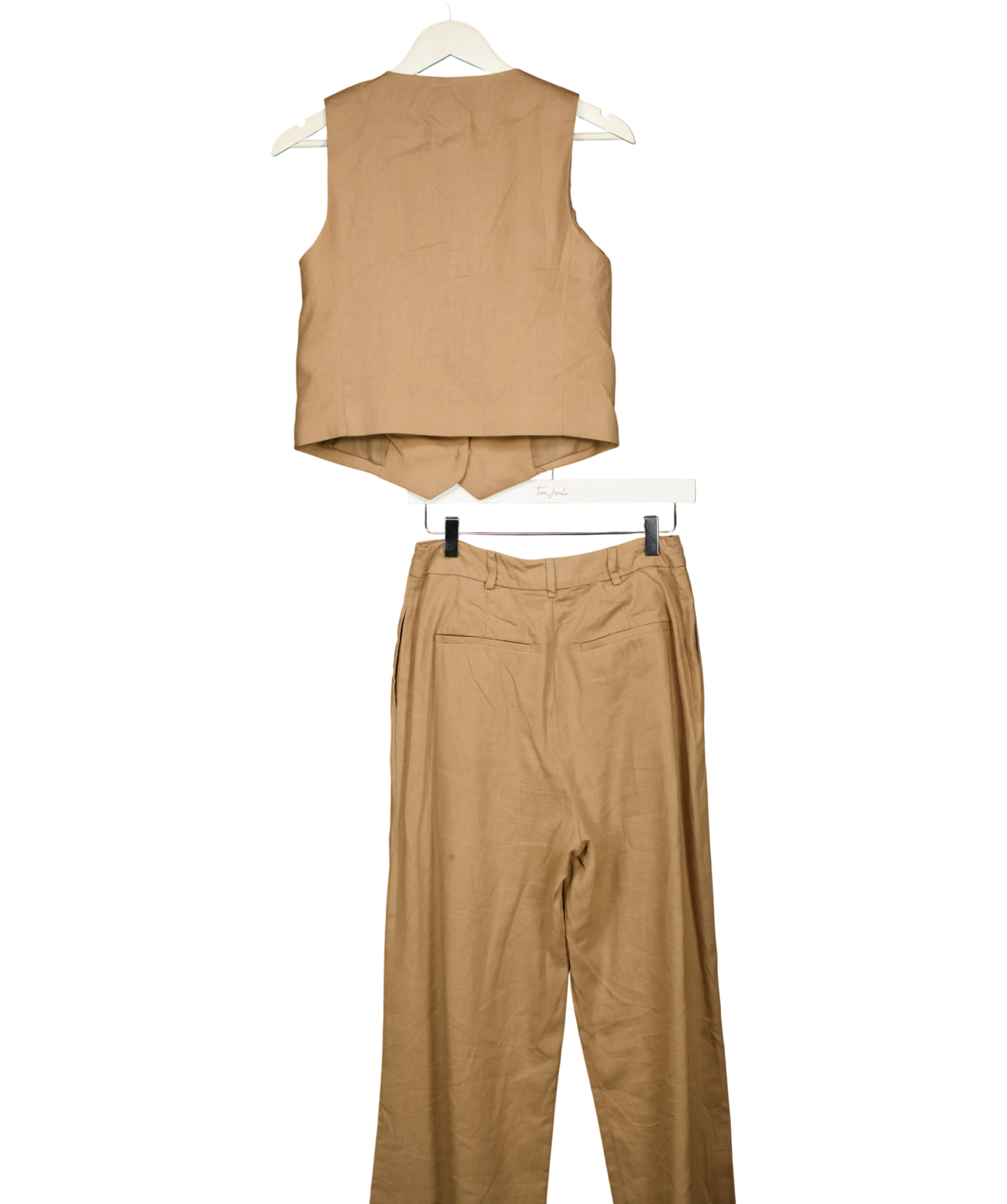 New Look Brown Tailored Waistcoat &  Matching Wide Leg Trousers Set UK 8 — Back