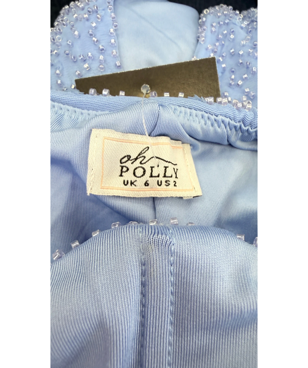 Oh Polly Blue Loire Corset and Orleans Maxi Skirt Set Powder Blue, size UK 6 — detail