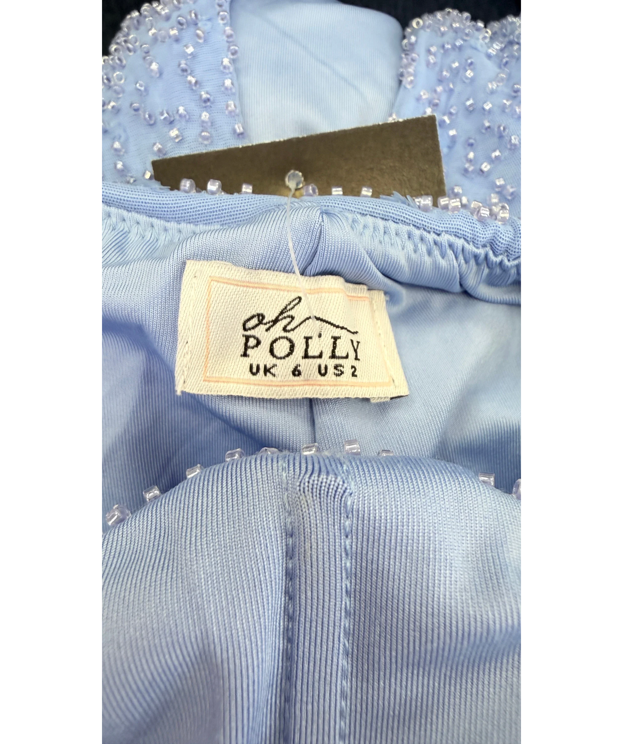 Oh Polly Blue Loire Corset and Orleans Maxi Skirt Set Powder Blue, size UK 6 — detail