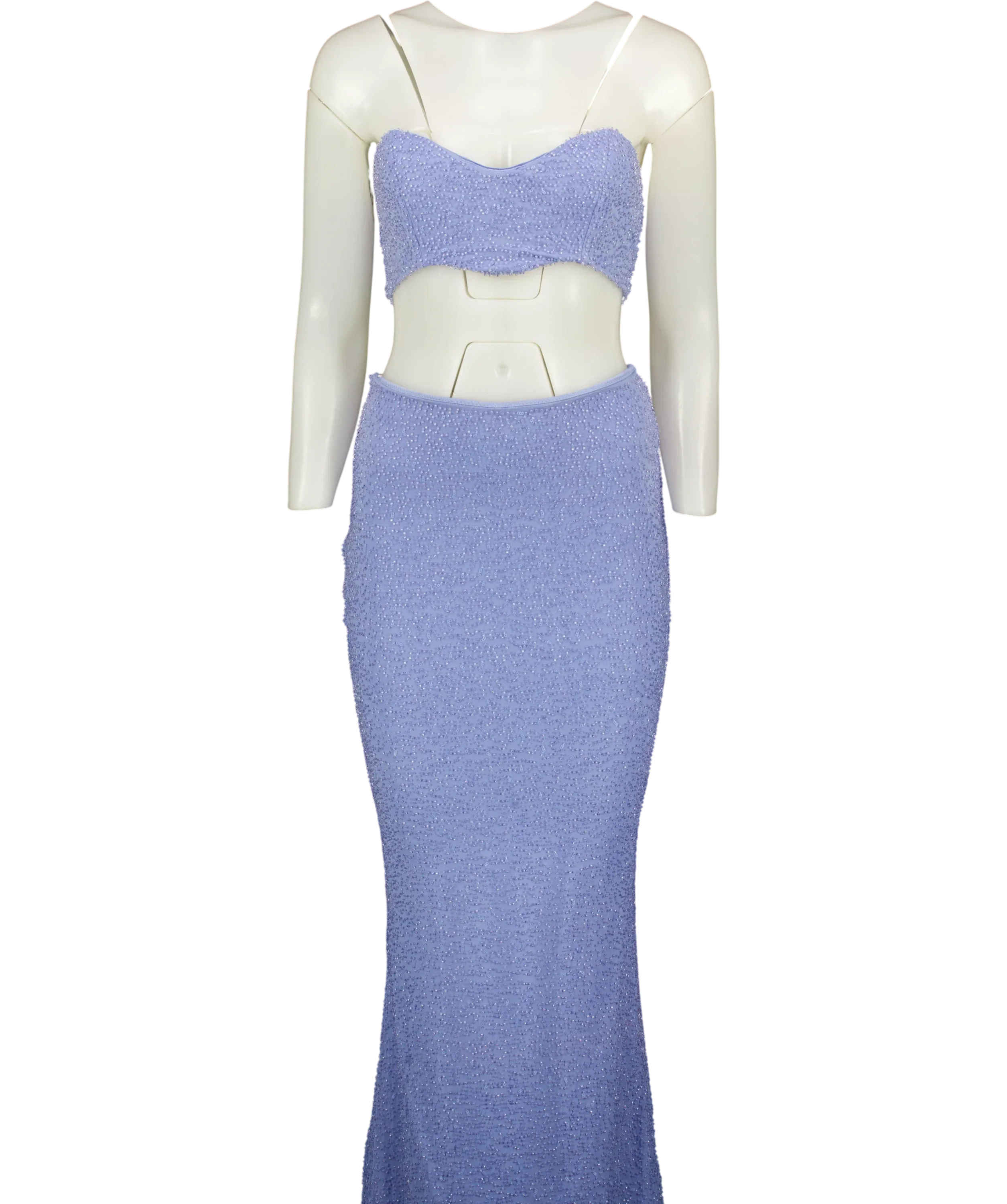 Oh Polly Blue Loire Corset and Orleans Maxi Skirt Set Powder Blue, size UK 6 — front