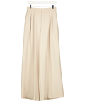 KAREN MILLEN Beige Tailored Structured Crepe Pleated Wide Leg Trousers, size UK 6 — front