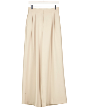 KAREN MILLEN Beige Tailored Structured Crepe Pleated Wide Leg Trousers UK 6