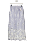 Next Blue Light Blue Striped Broderie Maxi Skirt, size UK 8 — front