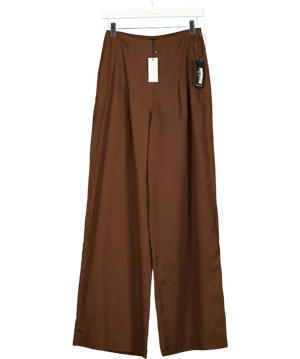 KAREN MILLEN Tailored Linen Wide Leg Trouser Chocolate Brown UK 6