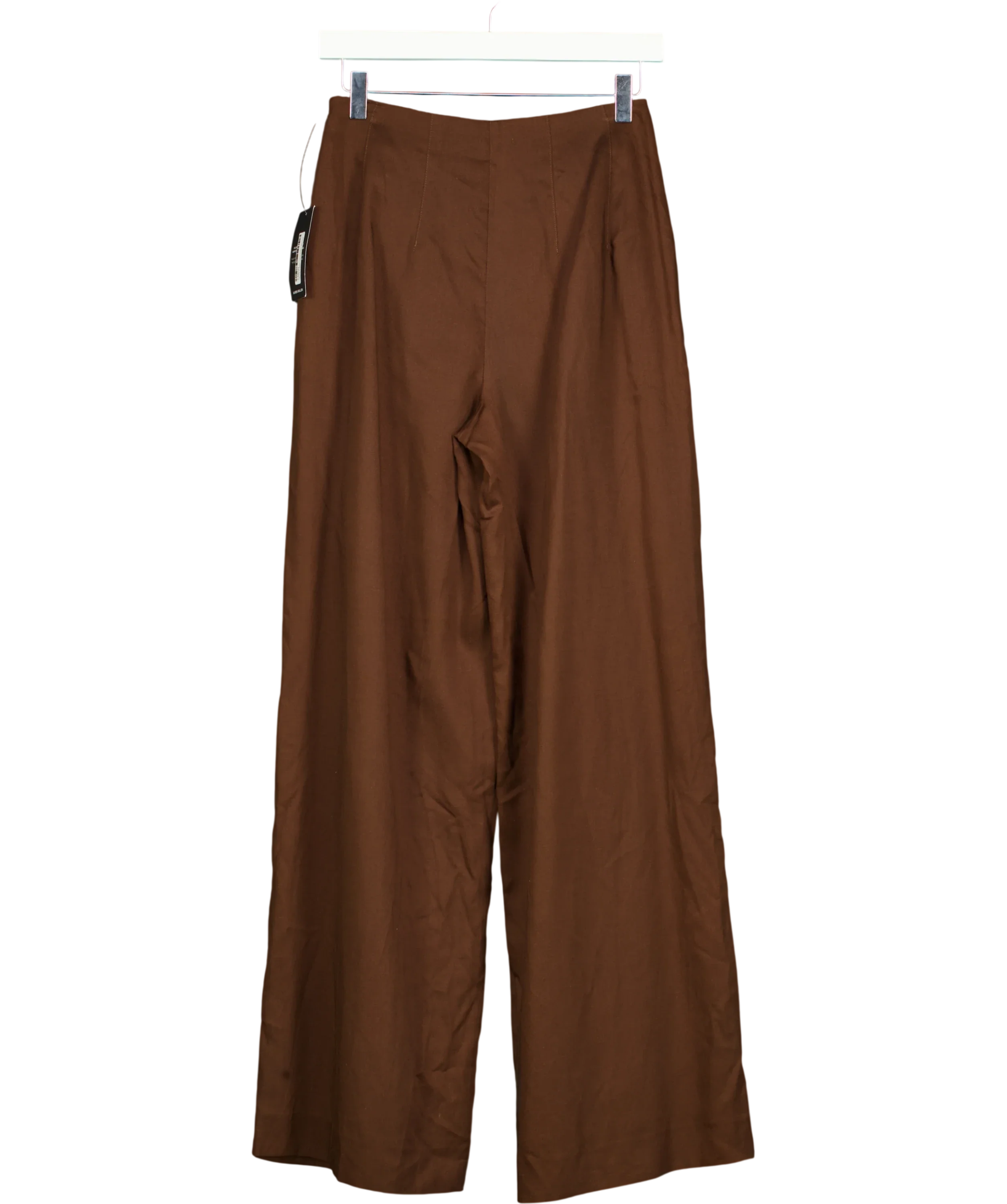 KAREN MILLEN Brown Tailored Linen Wide Leg Trouser Chocolate BROWN, size UK 6 — back