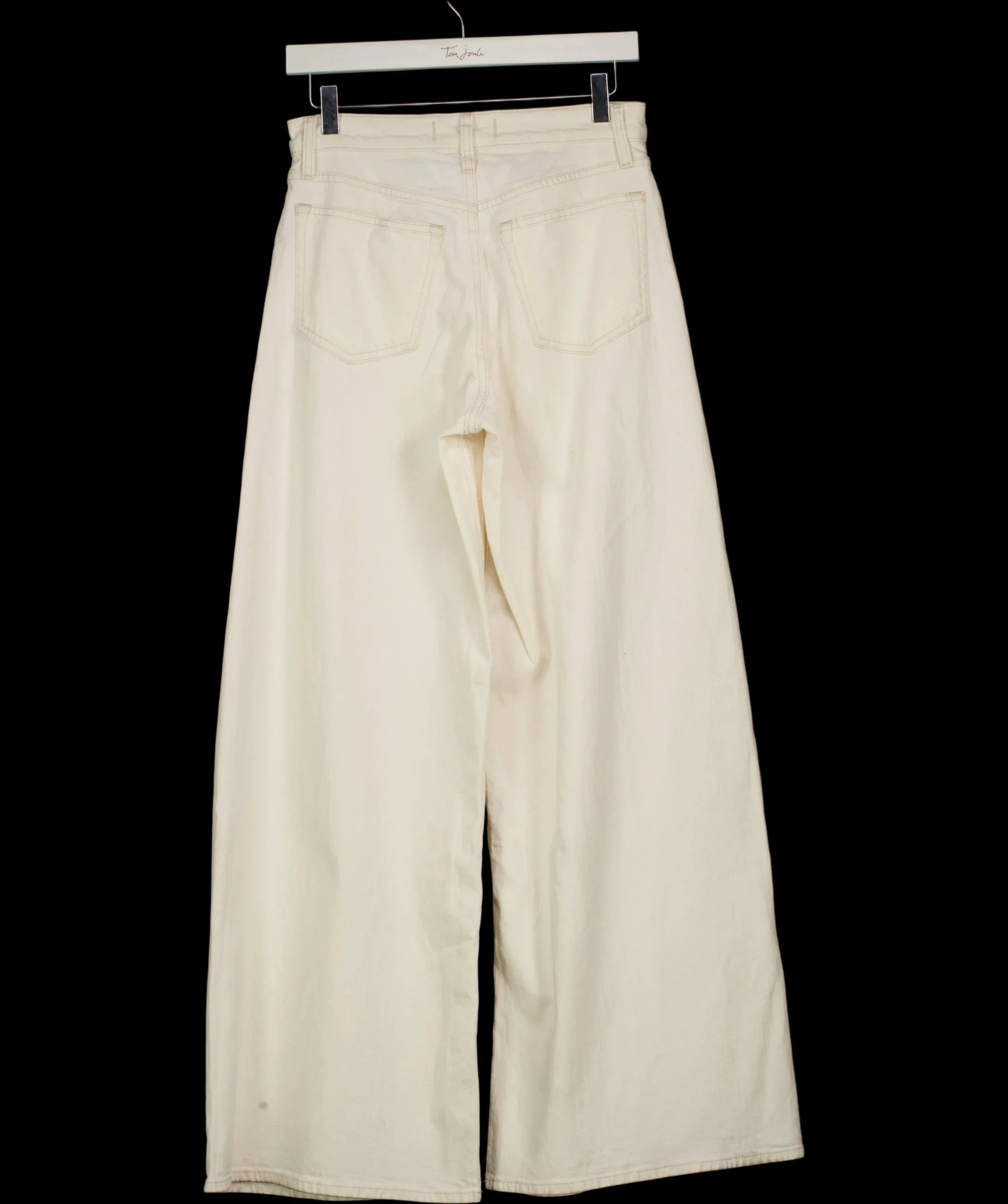 ABERCROMBIE & FITCH Cream Linen-Blend High Rise Ultra Wide Leg Jean Ecru CREAM, size W25 — label
