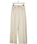 ABERCROMBIE & FITCH Cream Linen-Blend High Rise Ultra Wide Leg Jean Ecru CREAM, size W25 — front