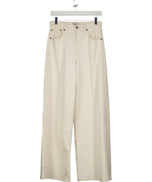 ABERCROMBIE & FITCH Linen-blend High Rise Ultra Wide Leg Jean Ecru Cream W25