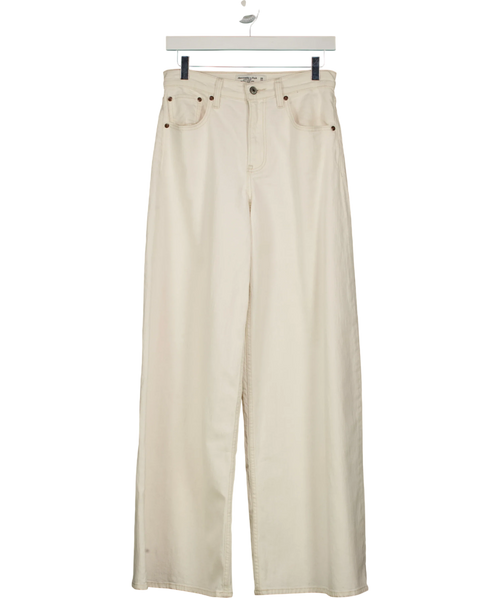 ABERCROMBIE & FITCH Cream Linen-Blend High Rise Ultra Wide Leg Jean Ecru CREAM, size W25 — front