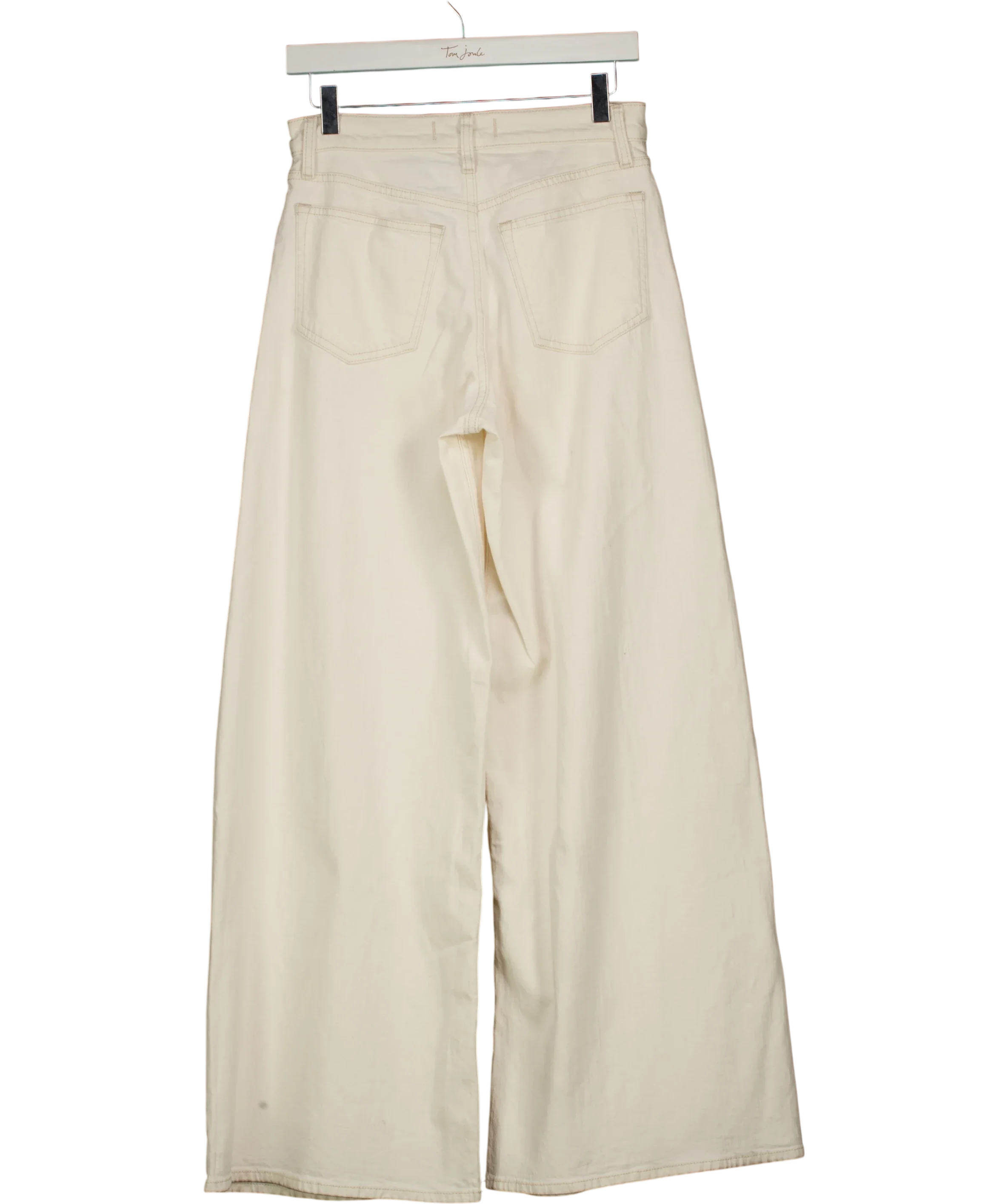 ABERCROMBIE & FITCH Cream Linen-Blend High Rise Ultra Wide Leg Jean Ecru CREAM, size W25 — back