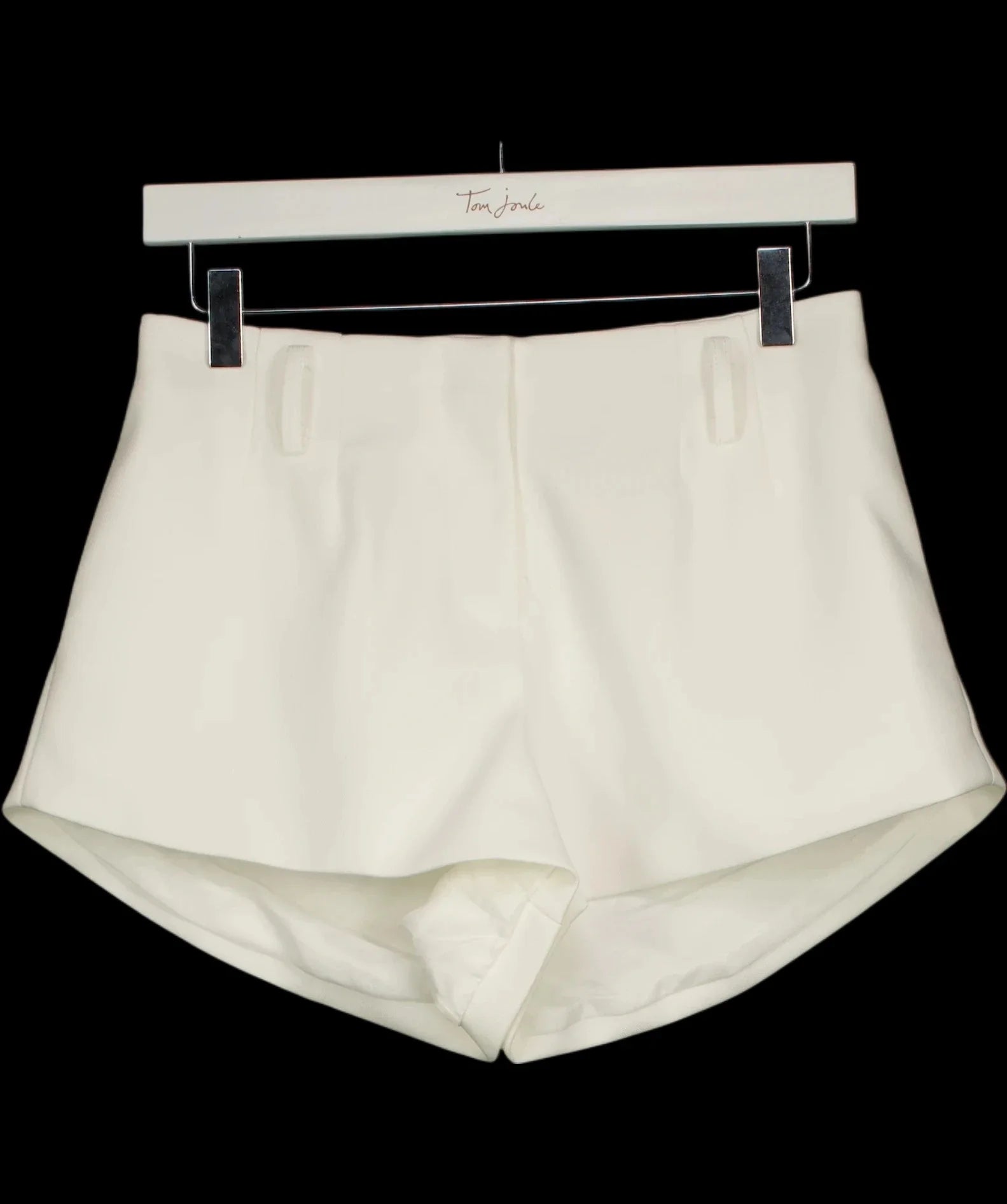 Noughts & Kisses White Vienna Ivory WHITE Tailored Shorts, size UK XS — detail