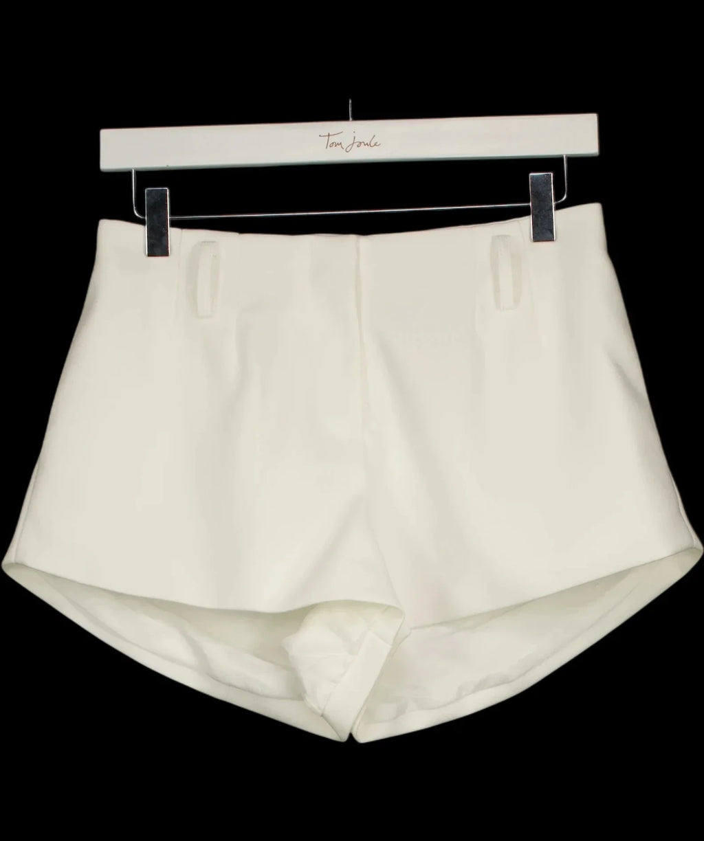 Noughts & Kisses White Vienna Ivory WHITE Tailored Shorts, size UK XS — detail